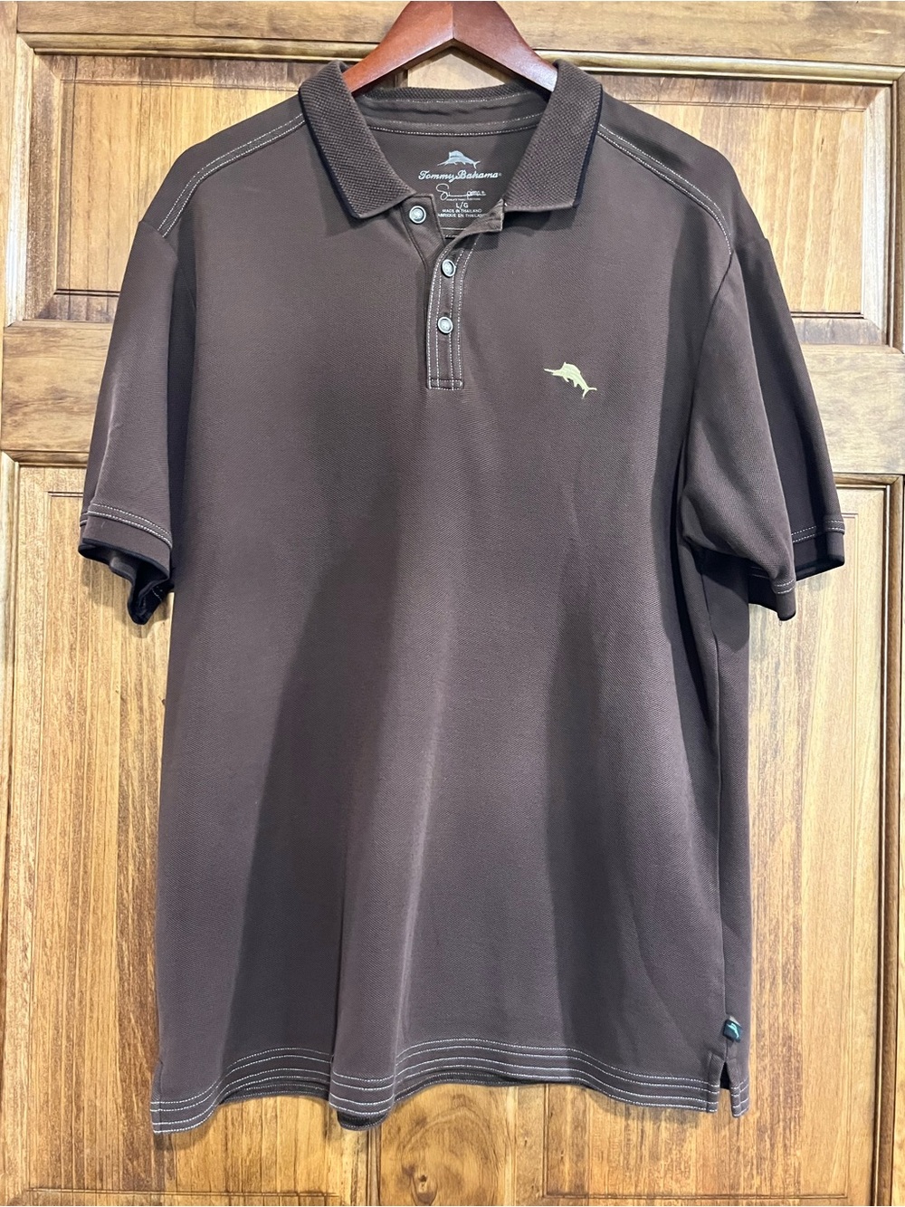 Tommy Bahama Men’s EMFIELDER Dark Brown Short-Sleeve Classic Polo Large